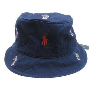 Polo Ralph Lauren Embroidered P-Wing Bucket Hat Adult Size L/XL Navy Blue NEW